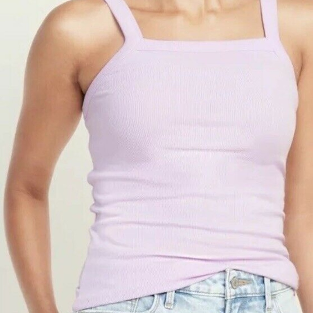 Slim-Fit Square-Neck Rib-Knit Tank for Wome - Picture 3 of 6